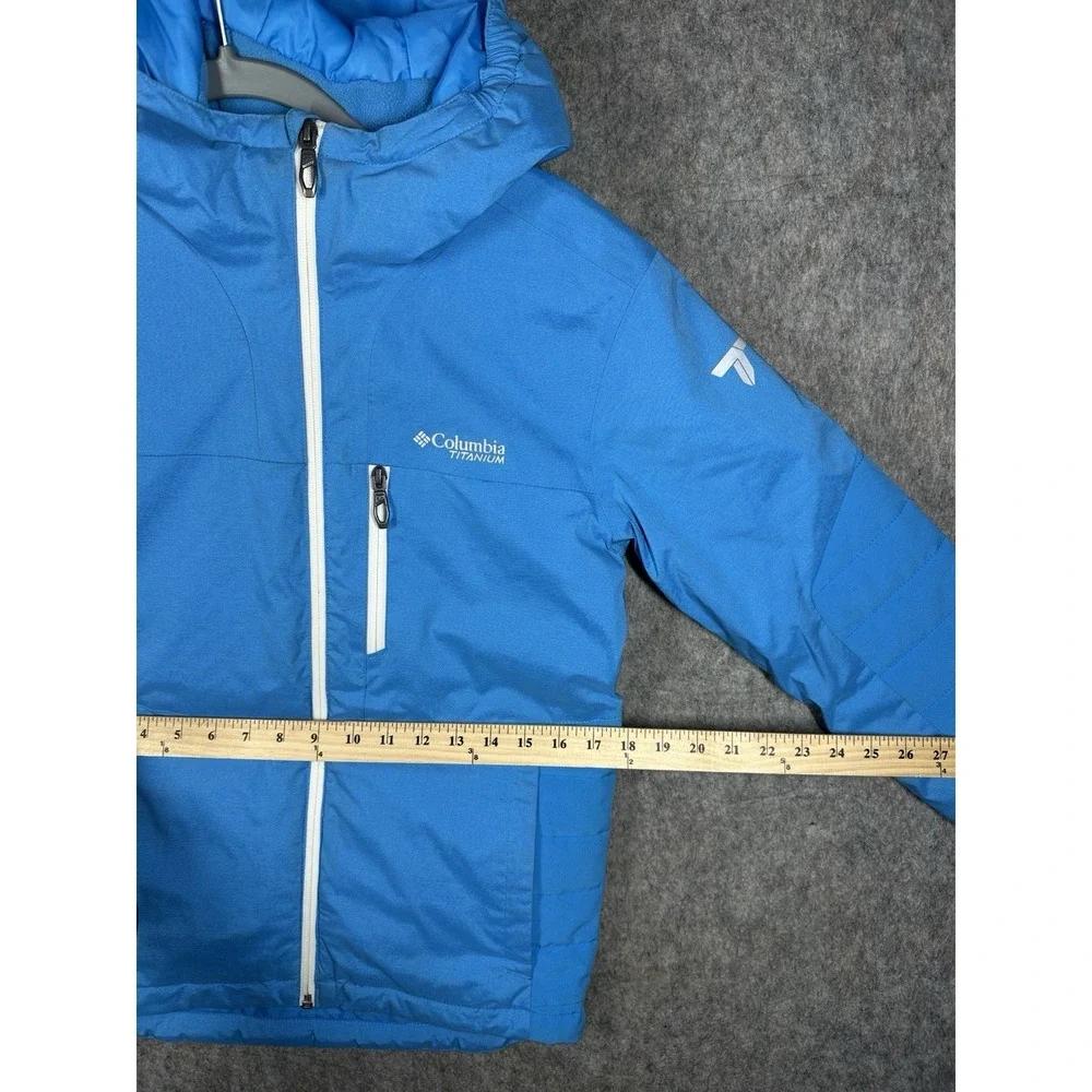 Columbia‎ Titanium Omni Tech Omni Heat Jacket Youth Medium Blue Waterproof Hood
